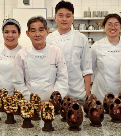Chef Eric Ngo teaches an Easter Egg class for the students of the Intensive Professional Program in French Pastry at FERRANDI Paris